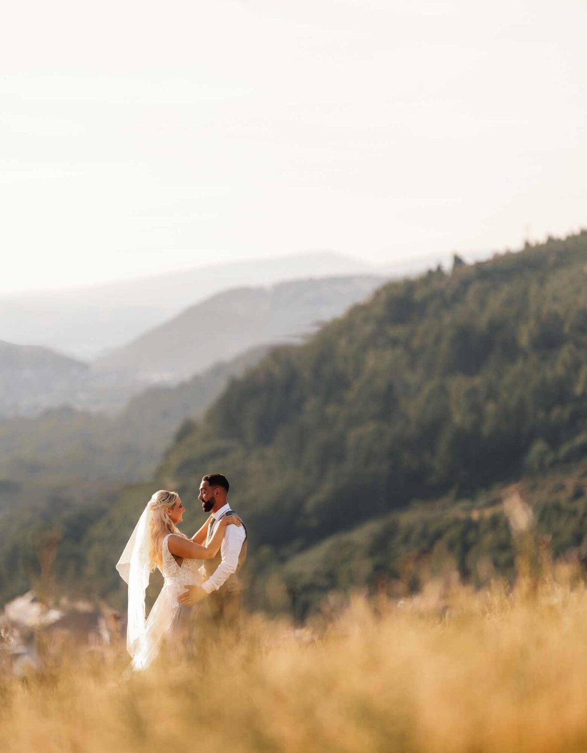 Beautiful scenery backdrop for just married couple