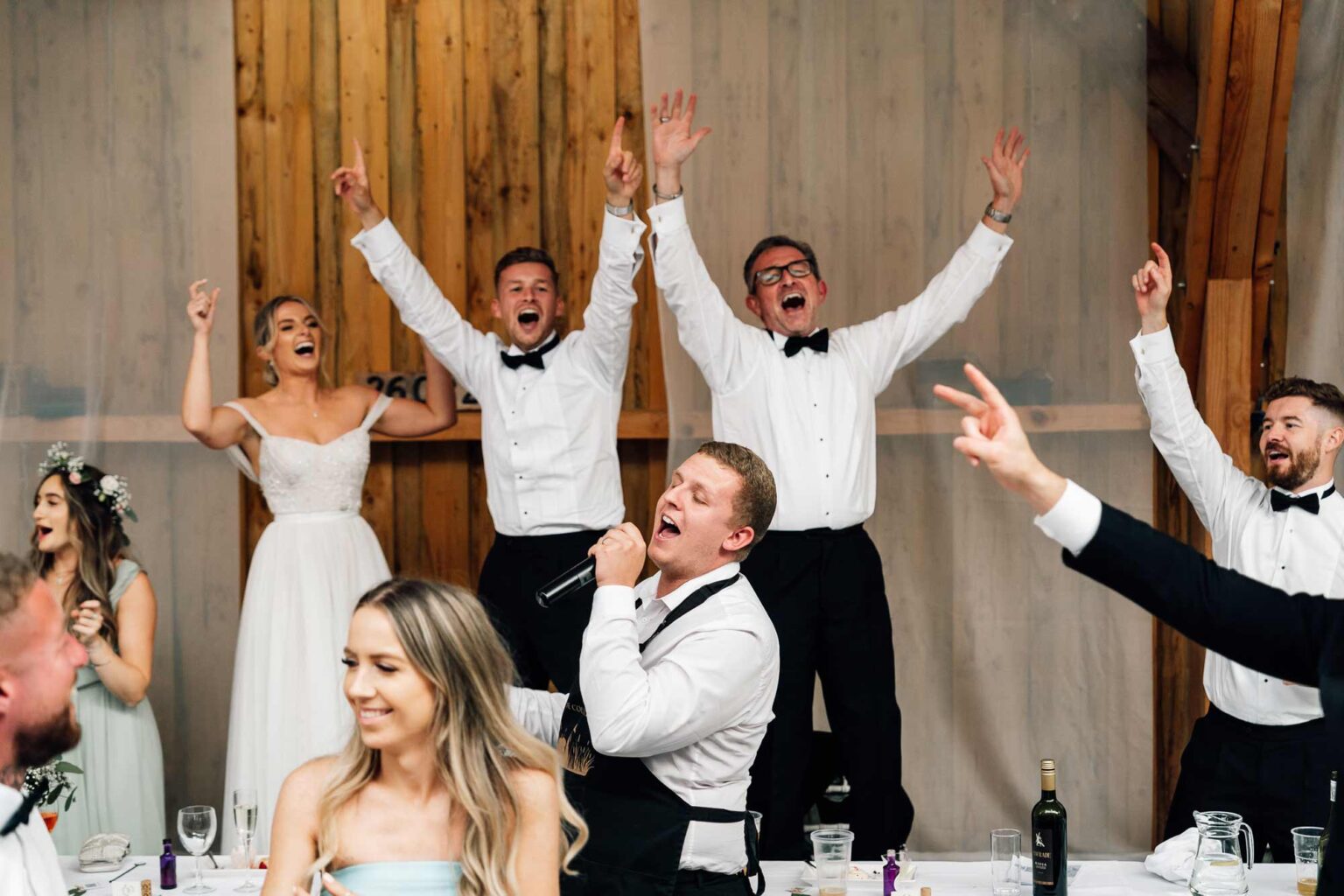 Wedding Reception celebrations with singing waiters